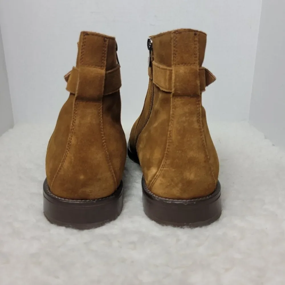 Johnston & Murphy Meade Men's Ankle Boots Size 10.5 M Buckle Brown Suede